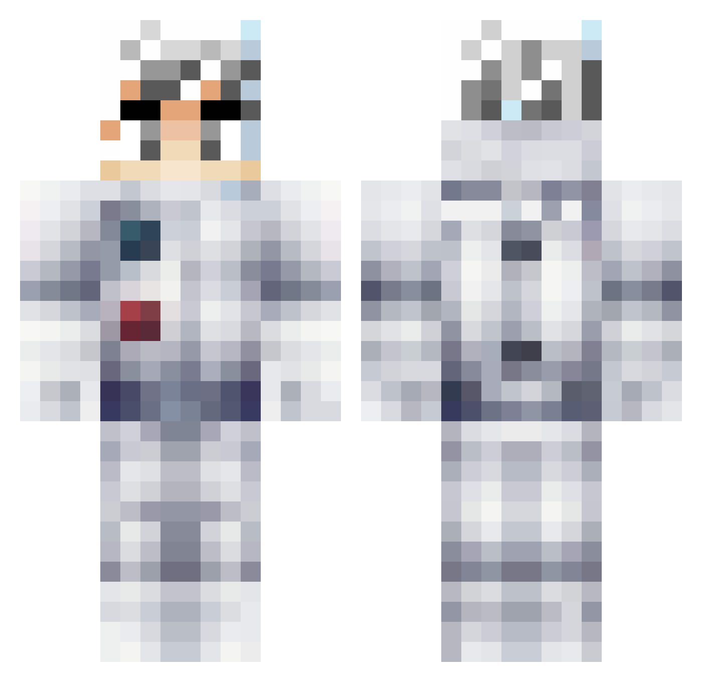 Rework1 Minecraft skin, front and back view
