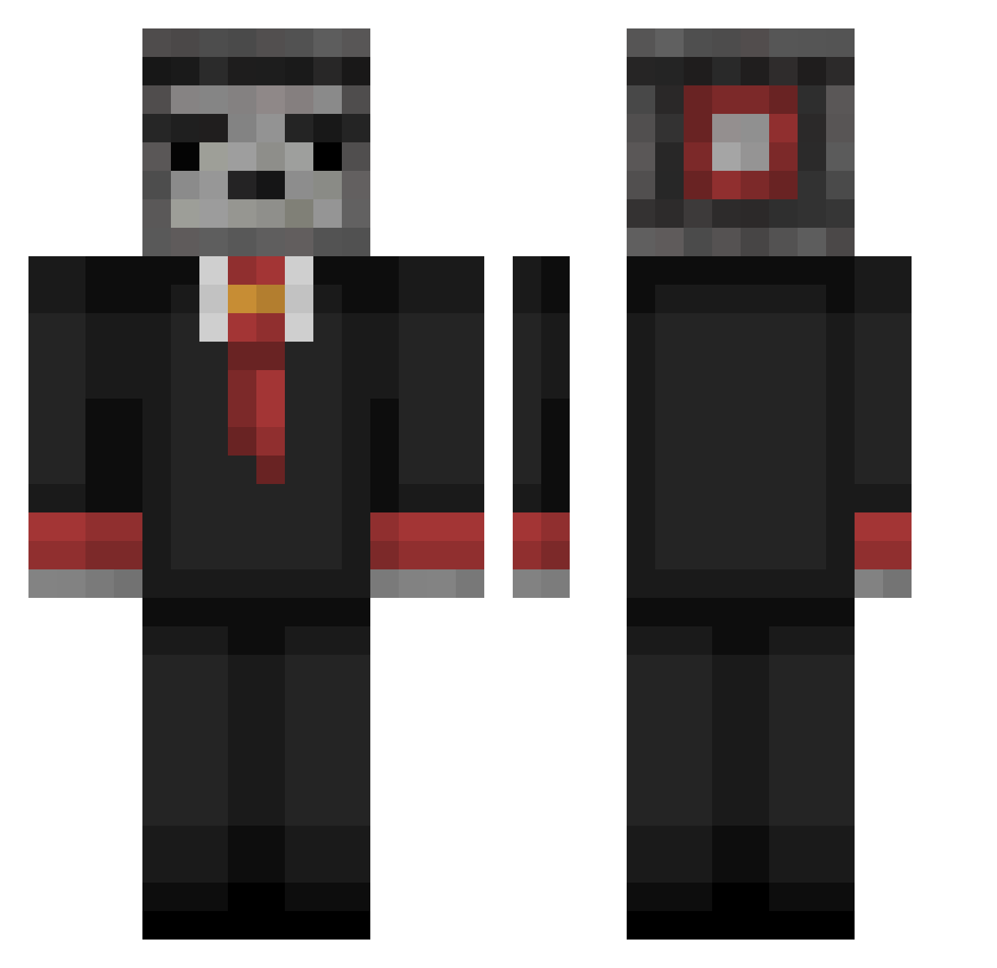 Observability Minecraft skin, front and back view