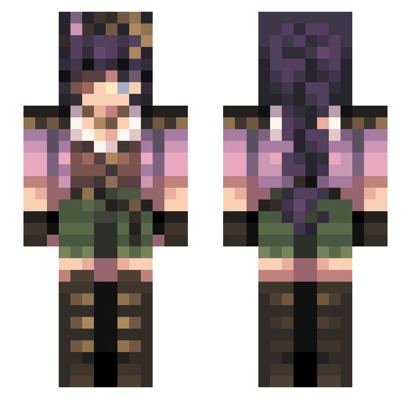 UongDC Minecraft skin, front and back view