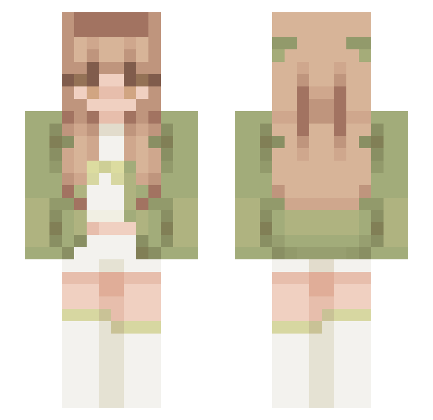 Pr0mander Minecraft skin, front and back view