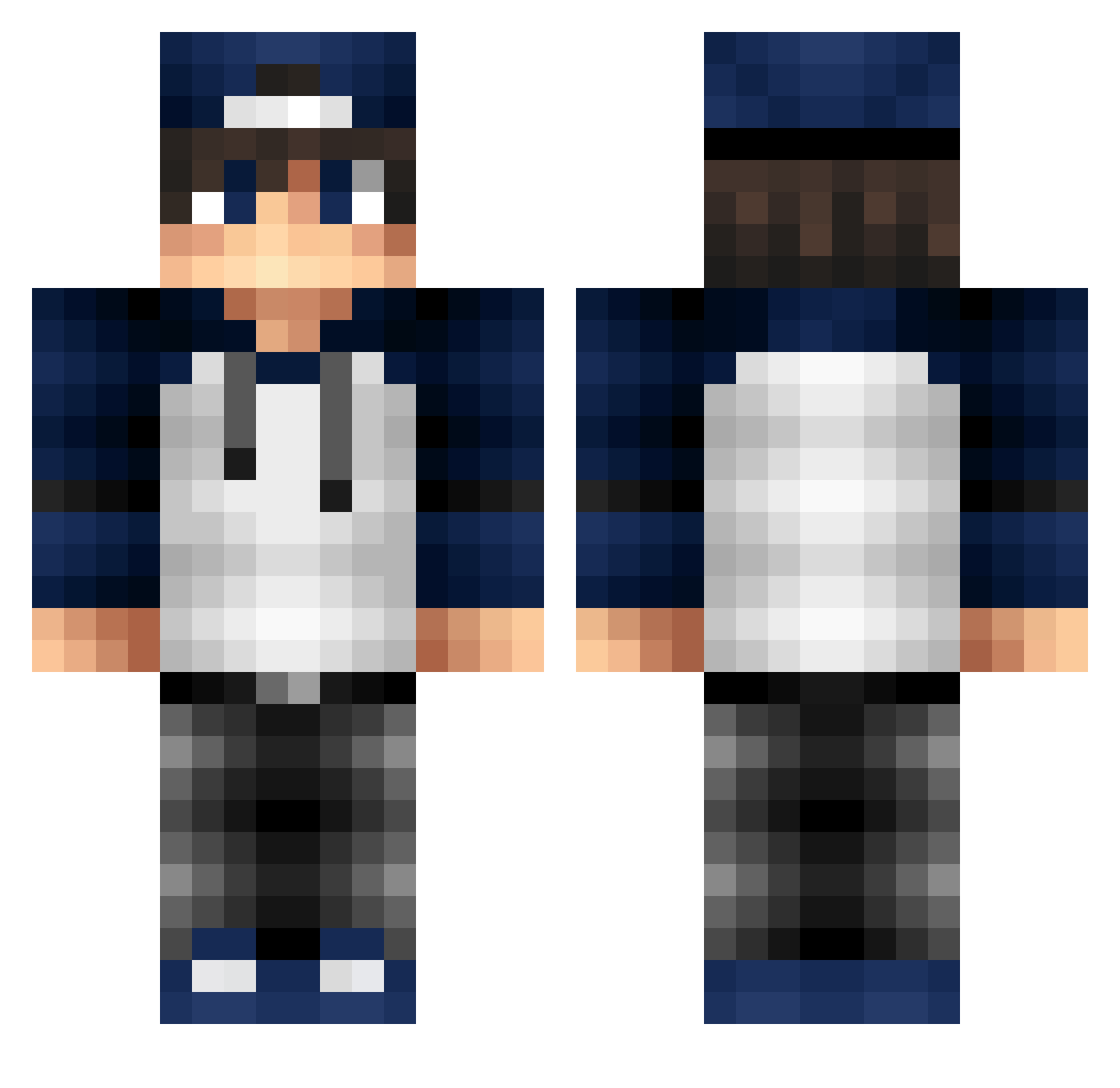 Senserr Minecraft skin, front and back view