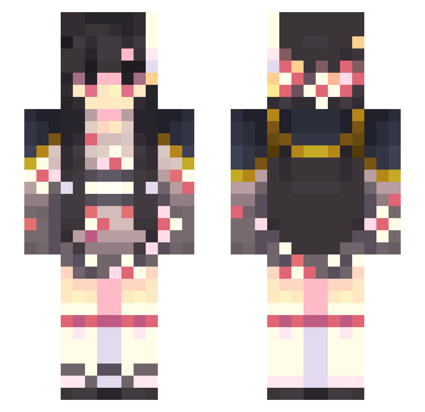 Nerfeline Minecraft skin, front and back view