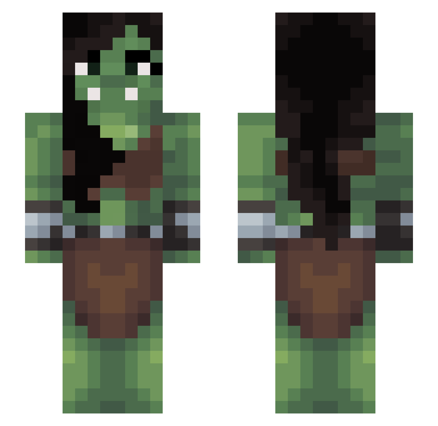 RunaOrk Minecraft skin, front and back view