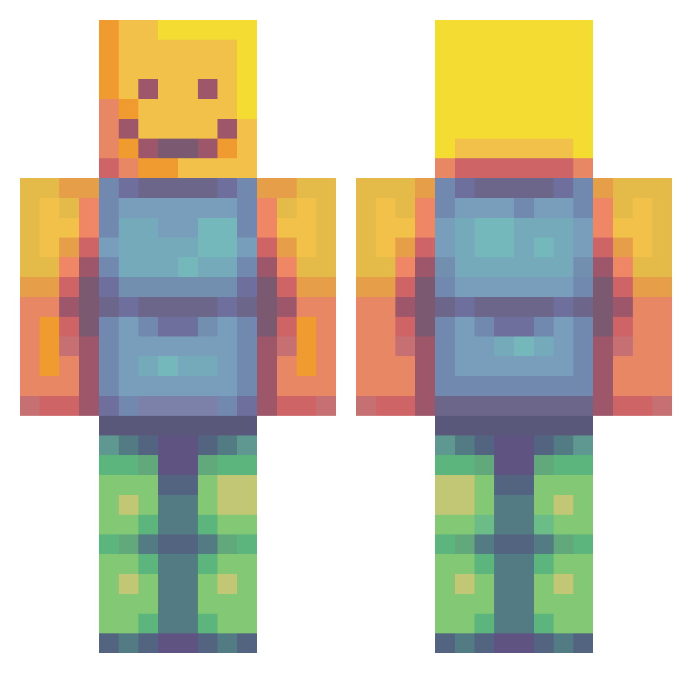 SebPandasaurus Minecraft skin, front and back view