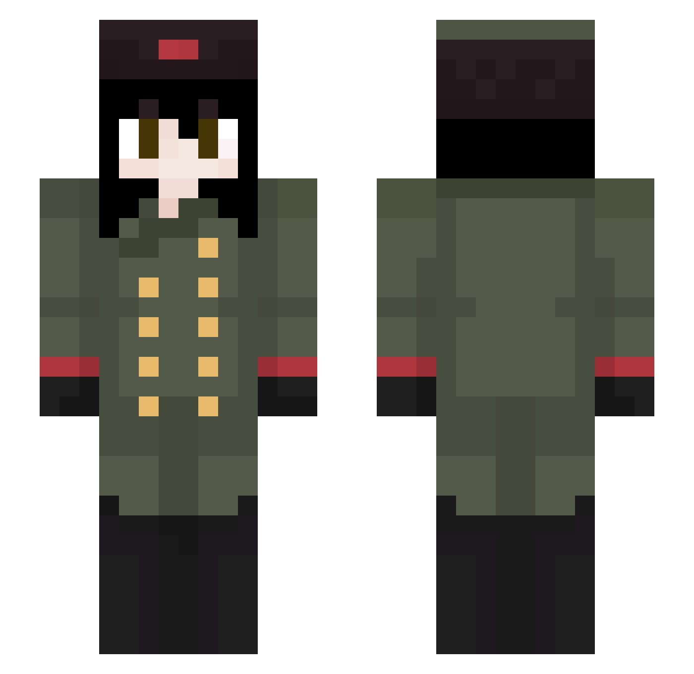 hanatsuruboran Minecraft skin, front and back view