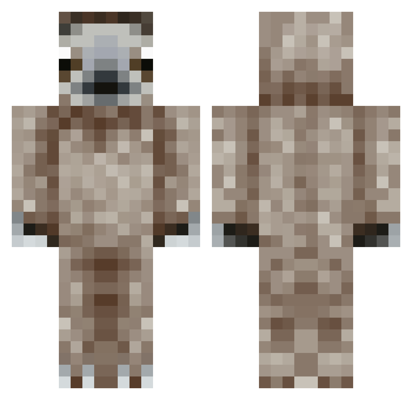Pibble Minecraft skin, front and back view