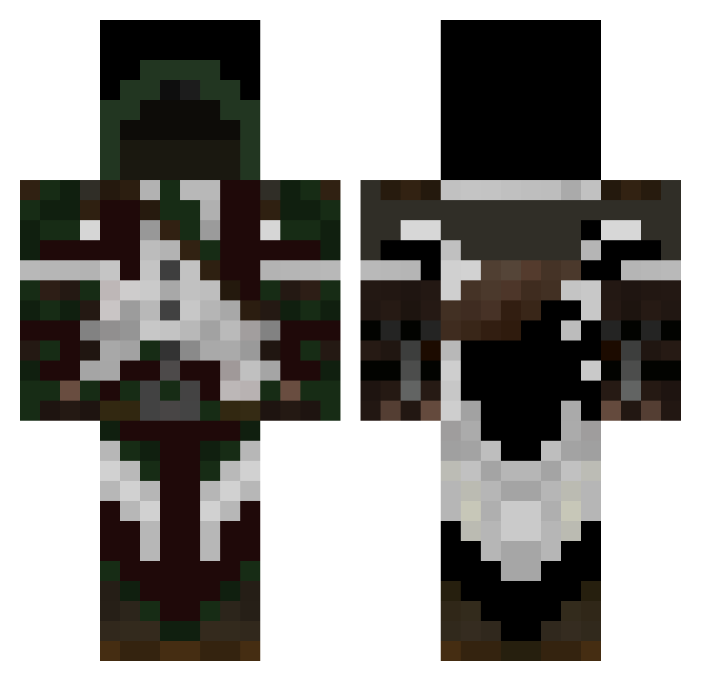 Rqflecter Minecraft skin, front and back view