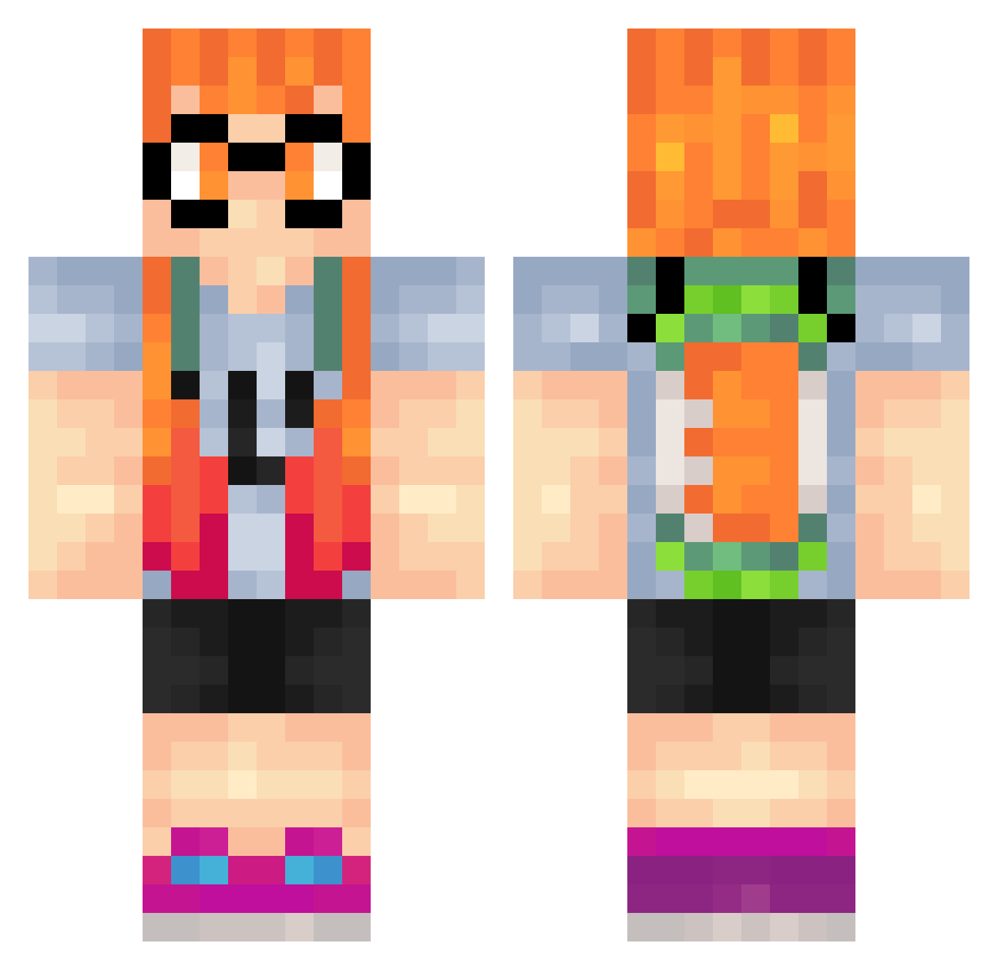 Spats Minecraft skin, front and back view
