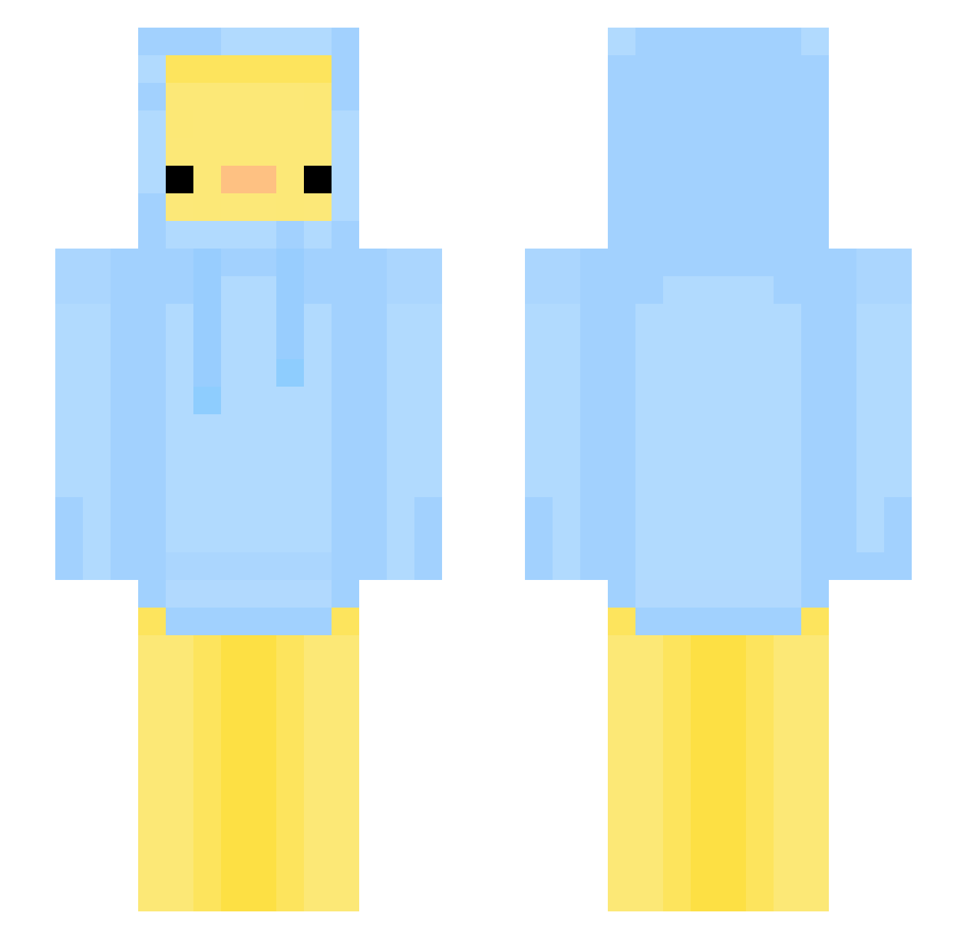 Yotsuba Minecraft skin, front and back view
