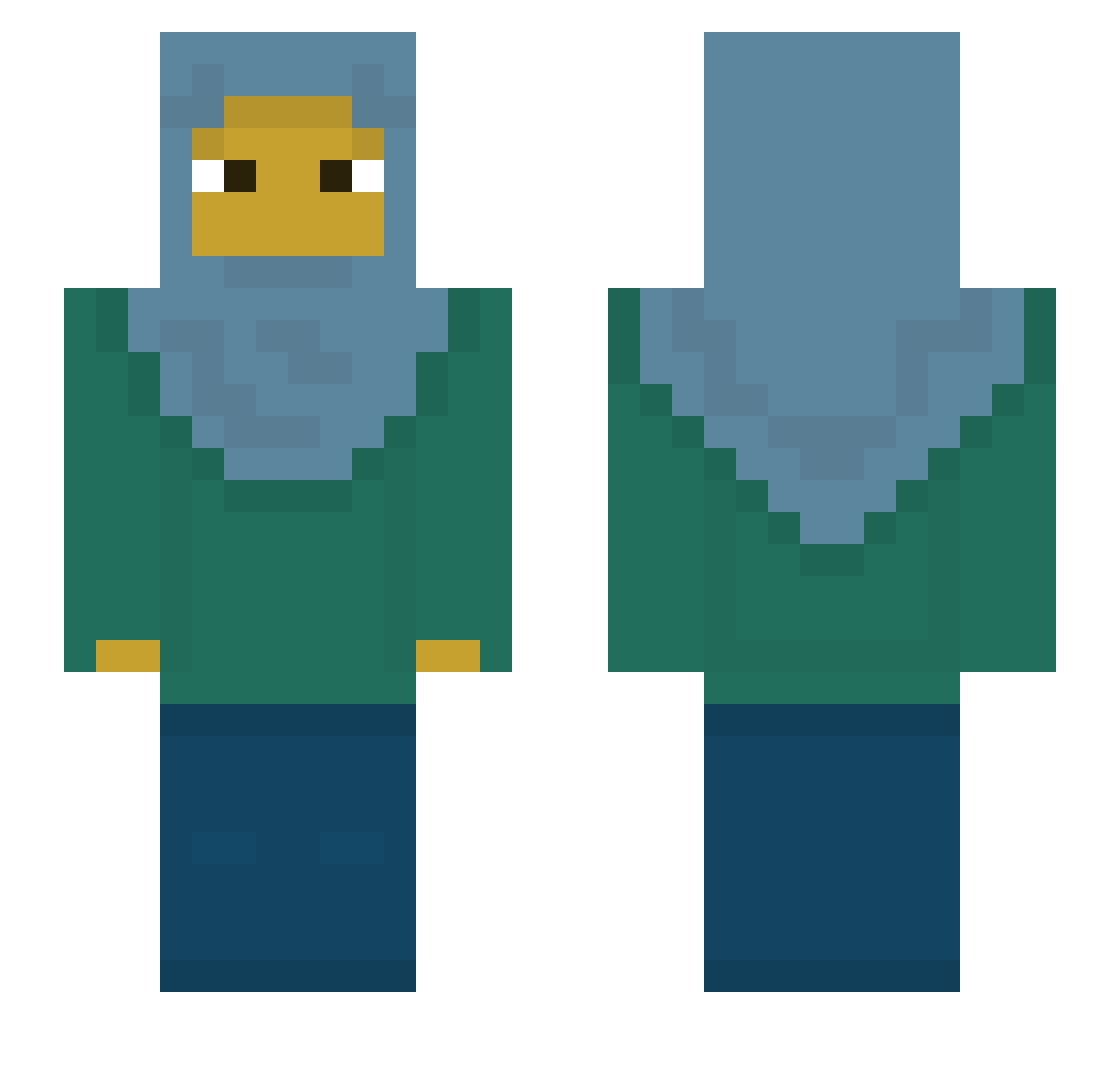 IS_IT_HALAL Minecraft skin, front and back view