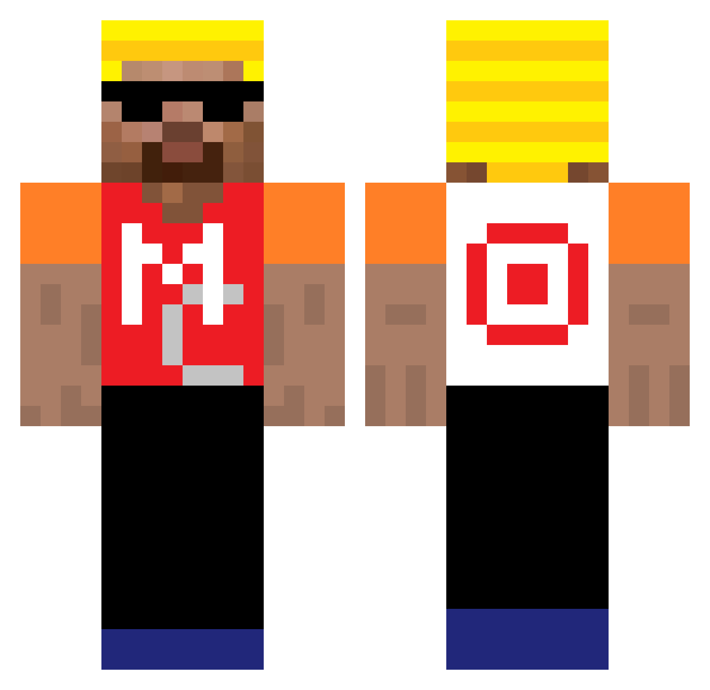 ShutEye Minecraft skin, front and back view