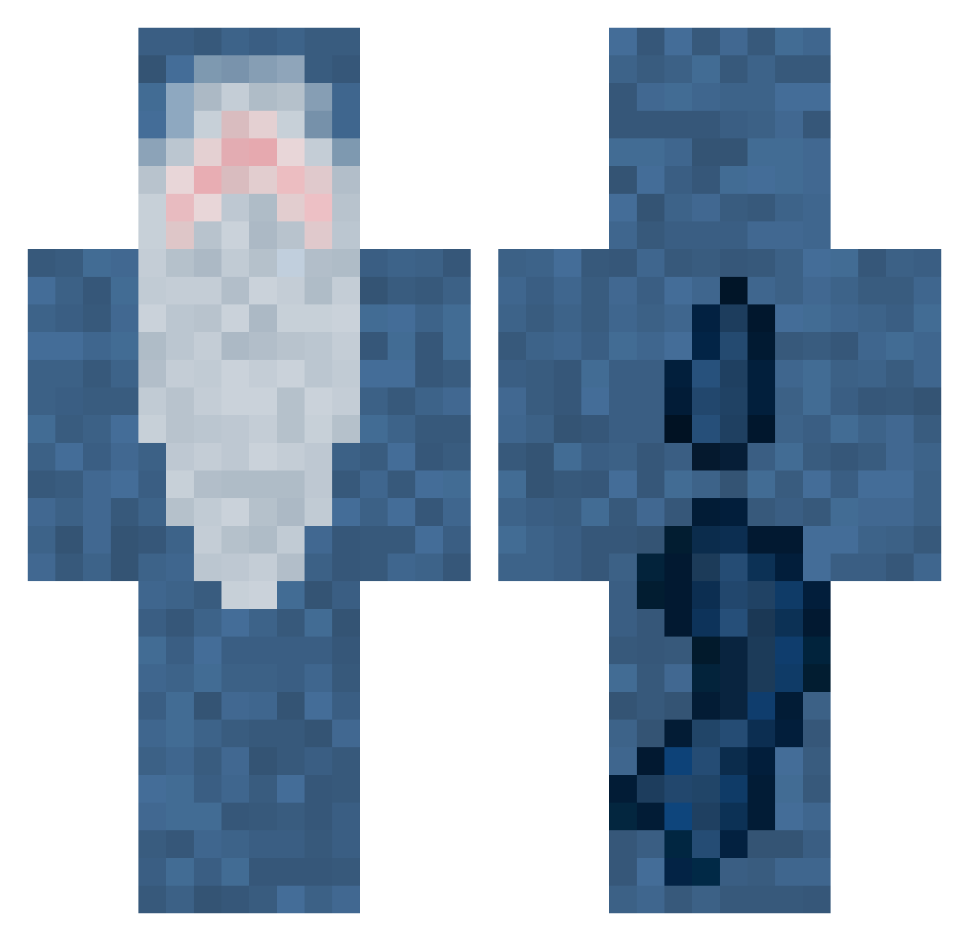 _explain Minecraft skin, front and back view