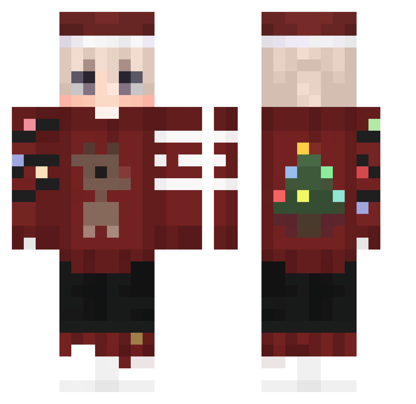Kmosxu Minecraft skin, front and back view