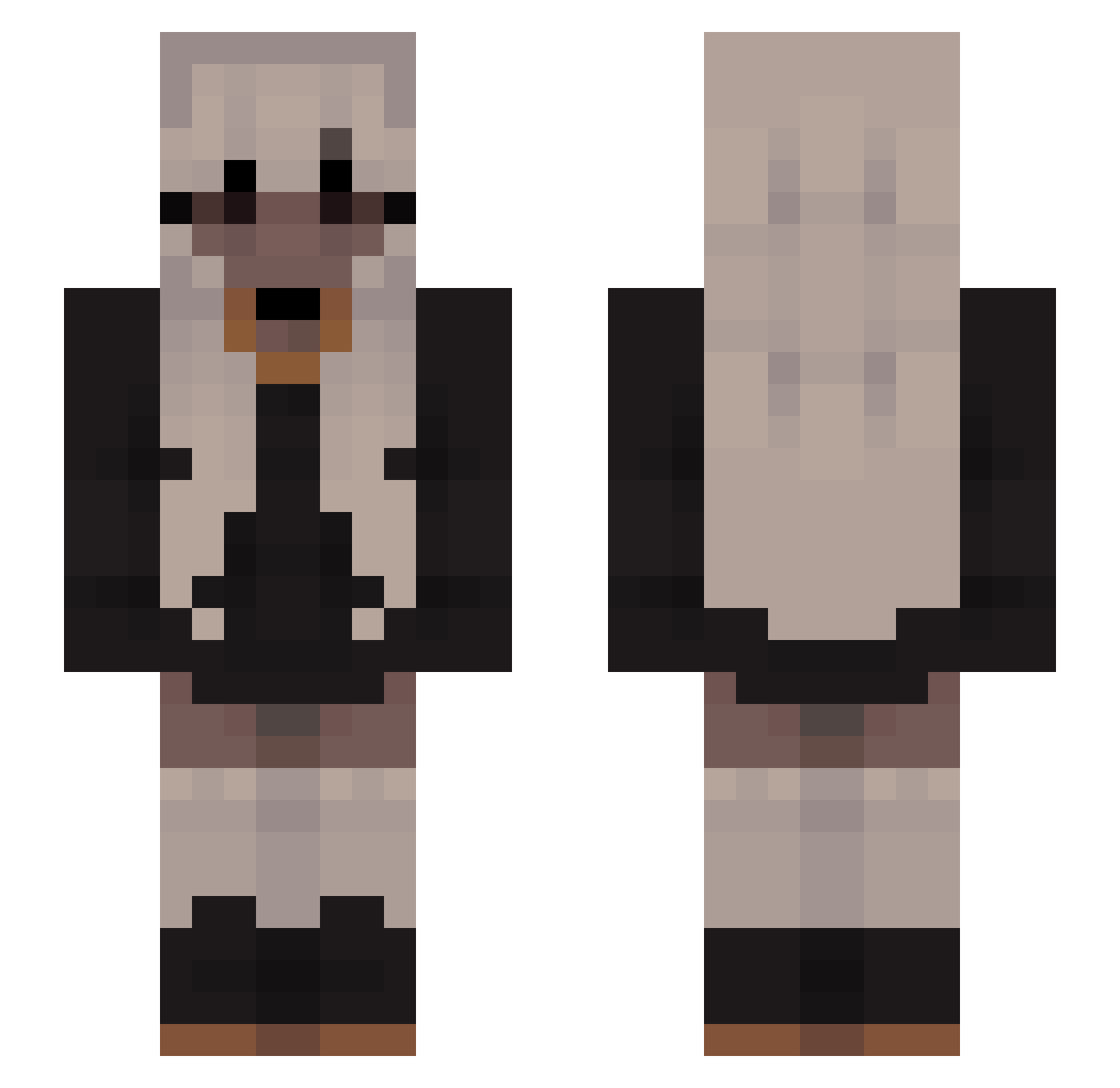 rinkyyq Minecraft skin, front and back view