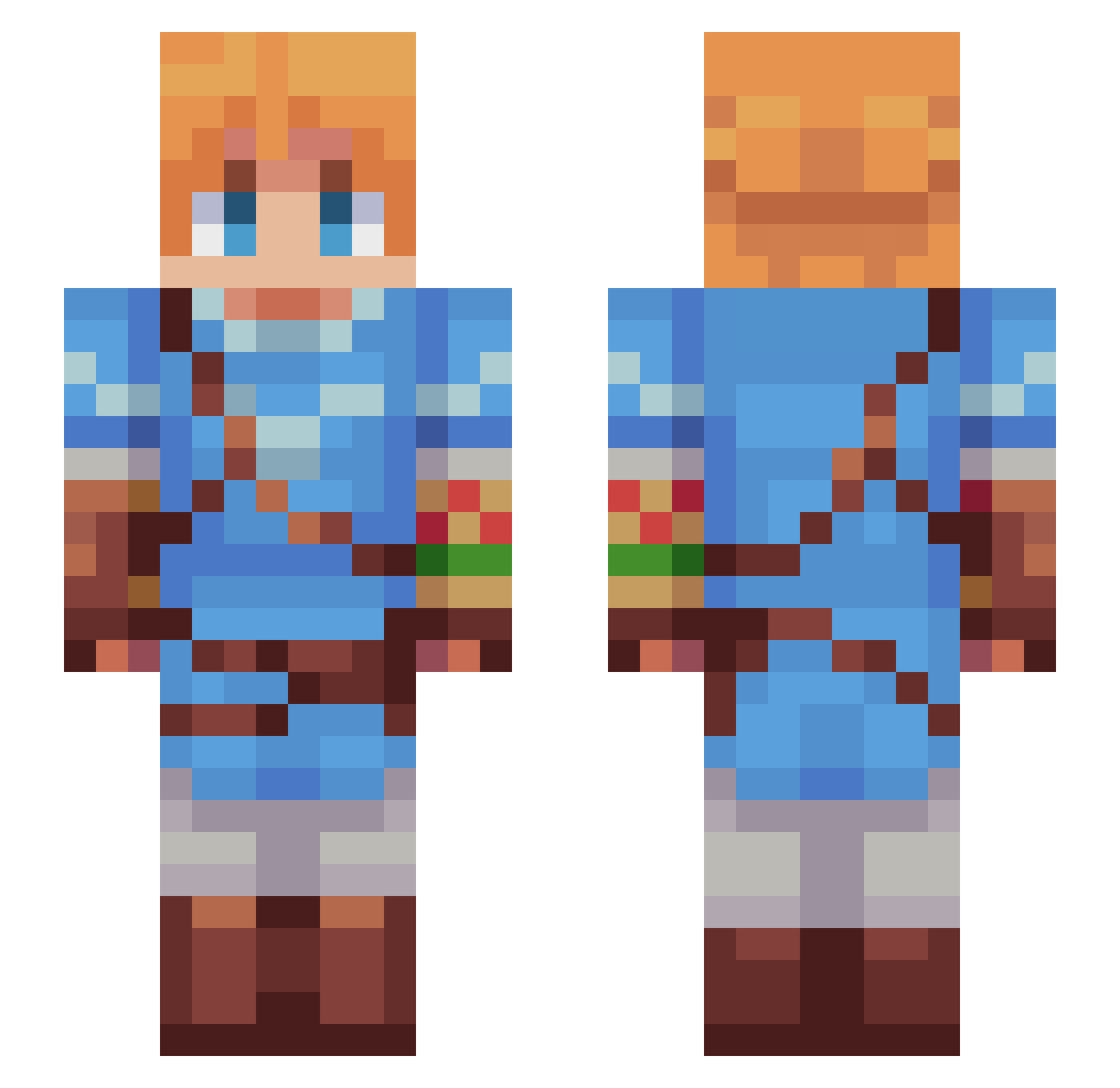 DrJingleMD Minecraft skin, front and back view