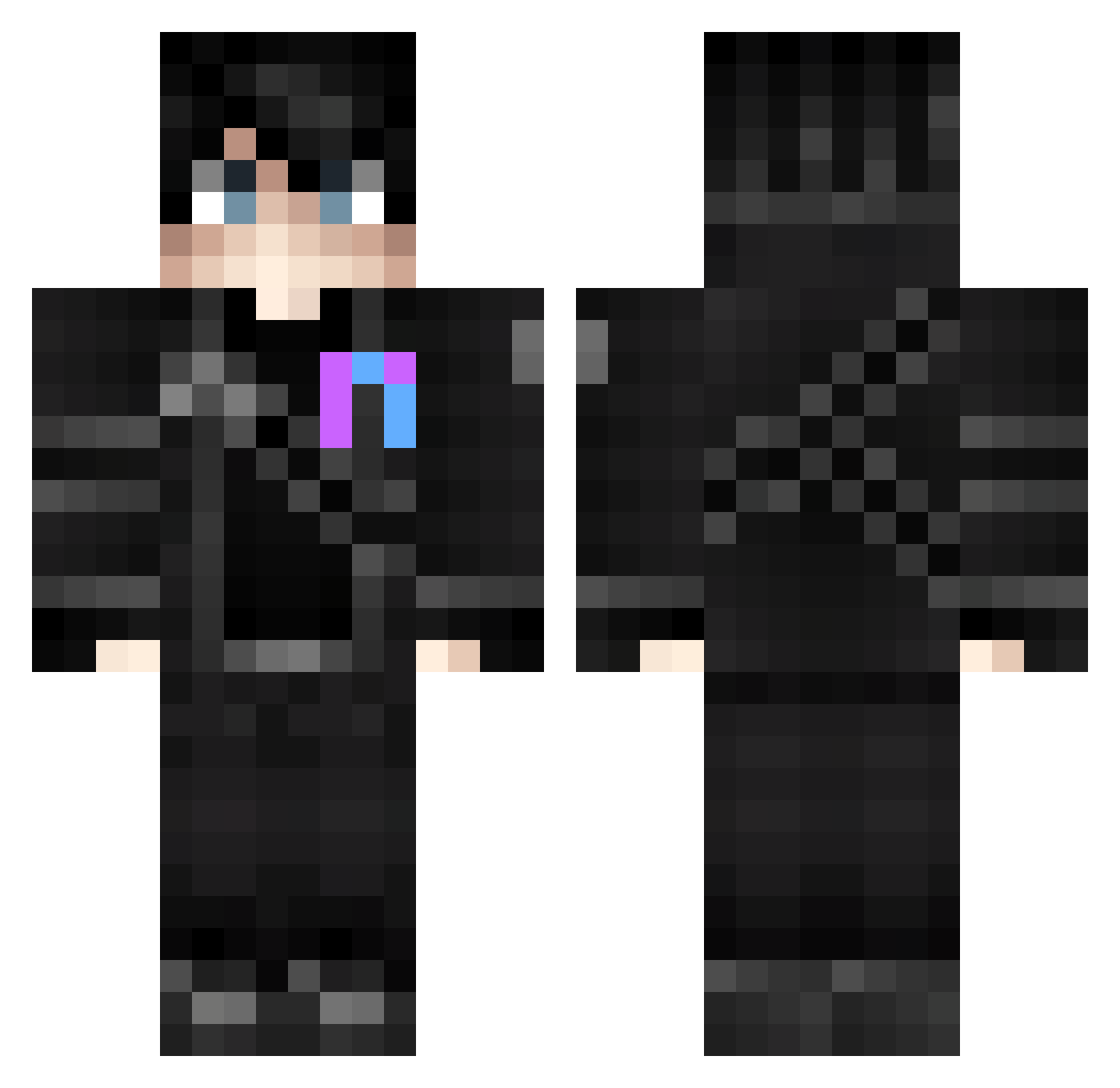 Whiitelord Minecraft skin, front and back view