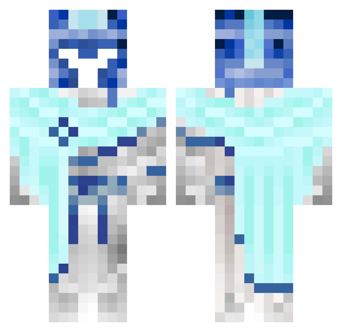 Azrelll Minecraft skin, front and back view