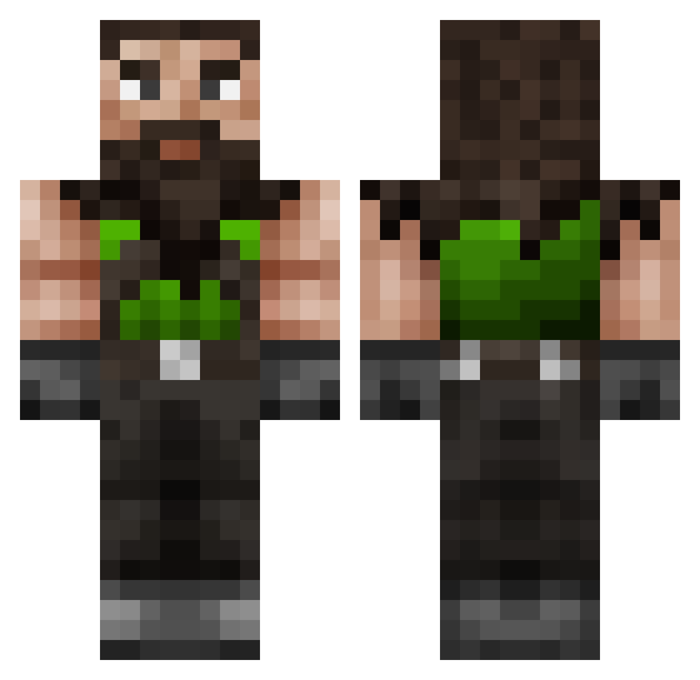 Grammatist Minecraft skin, front and back view
