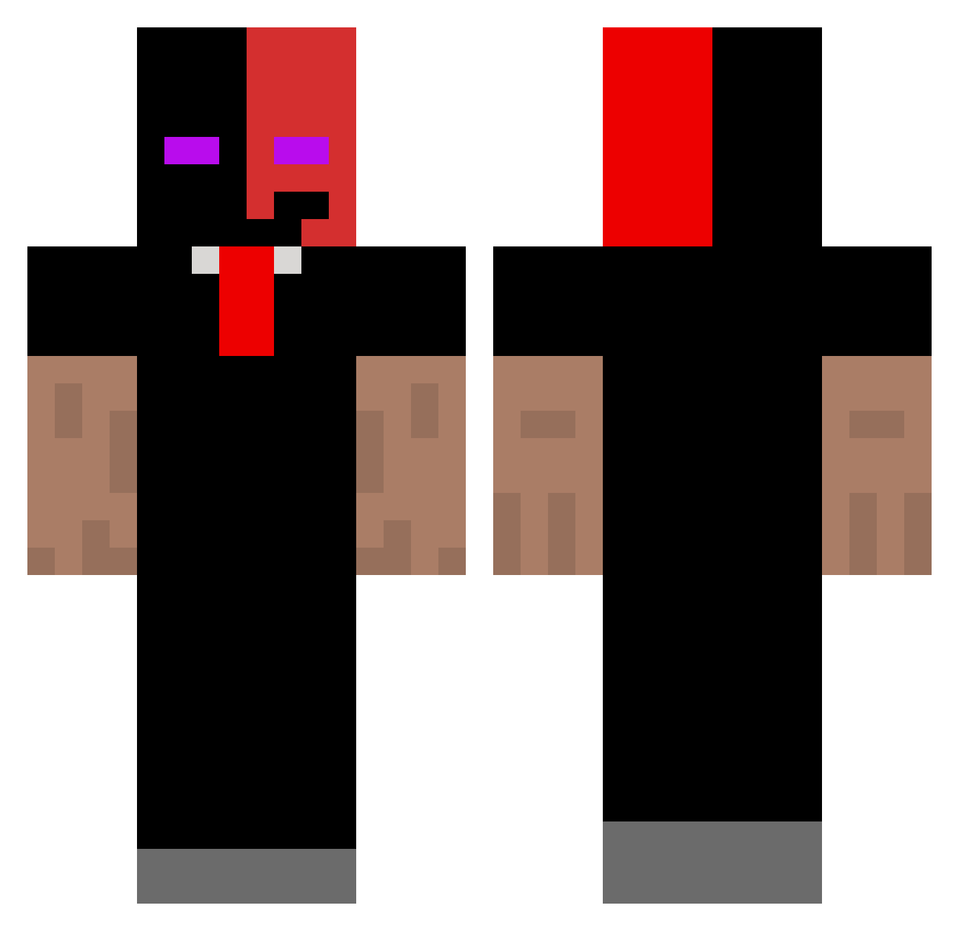 Sevenvnyx Minecraft skin, front and back view