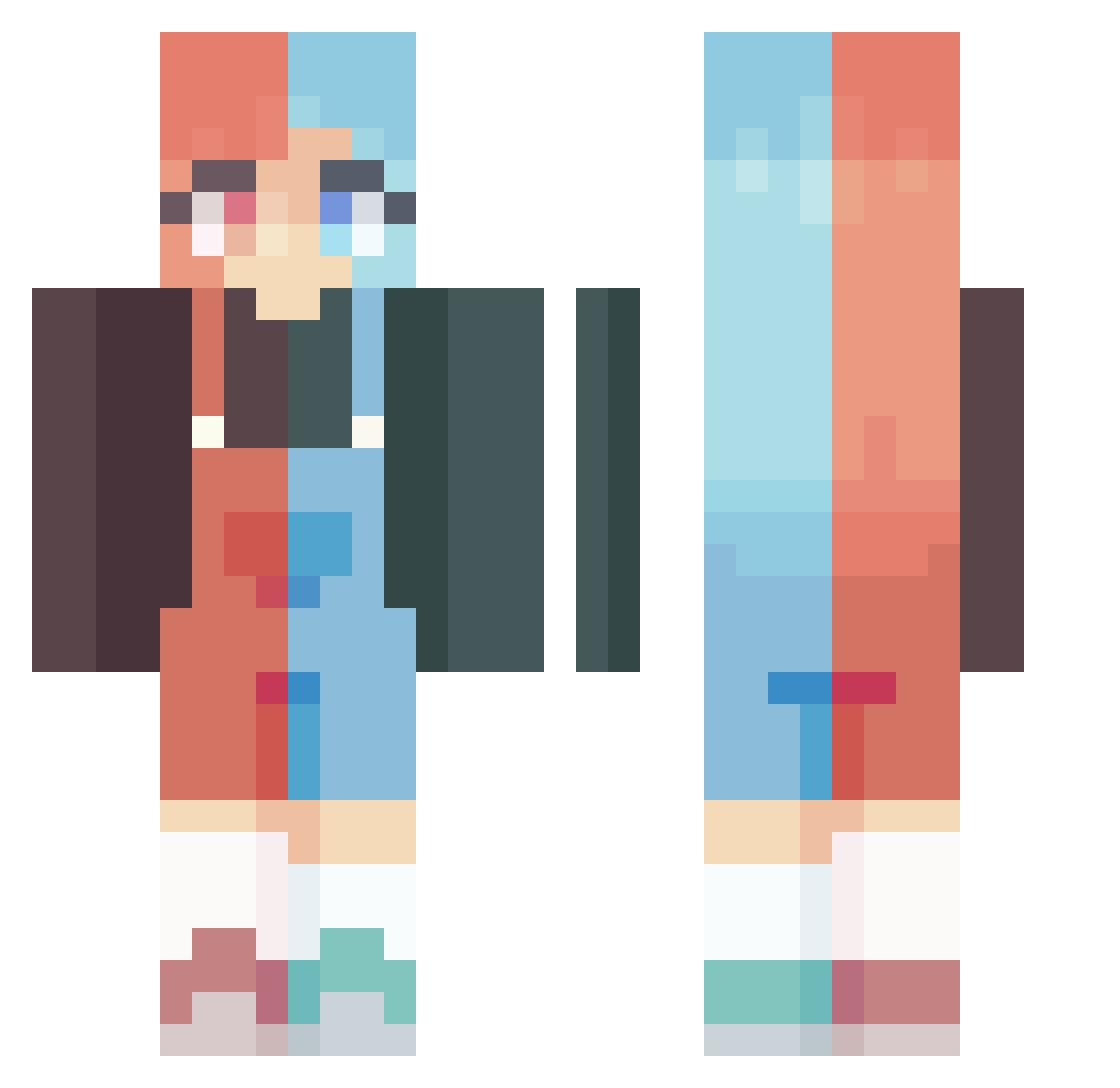 LinKess Minecraft skin, front and back view