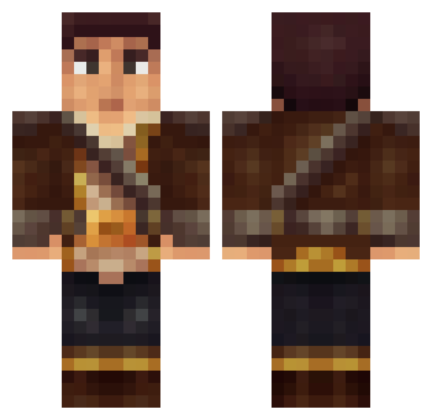 Valdrogo Minecraft skin, front and back view