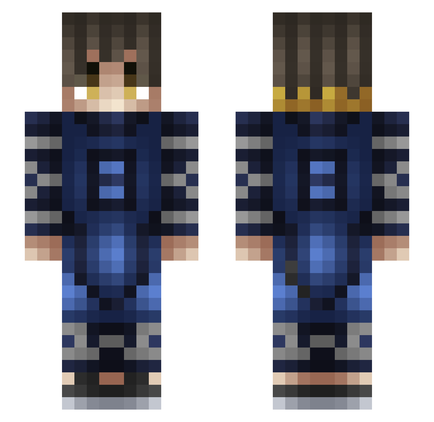 YuhkiOnCrack Minecraft skin, front and back view