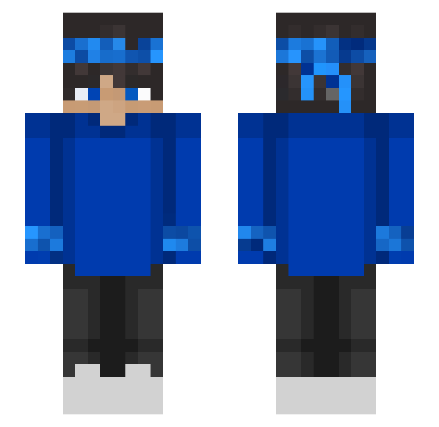 pvpQui Minecraft skin, front and back view
