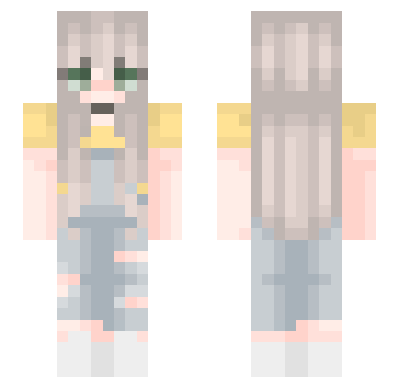 Wilmaponyclaw Minecraft skin, front and back view