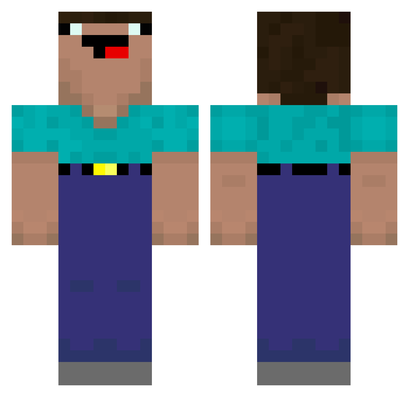 noob_cainiao Minecraft skin, front and back view