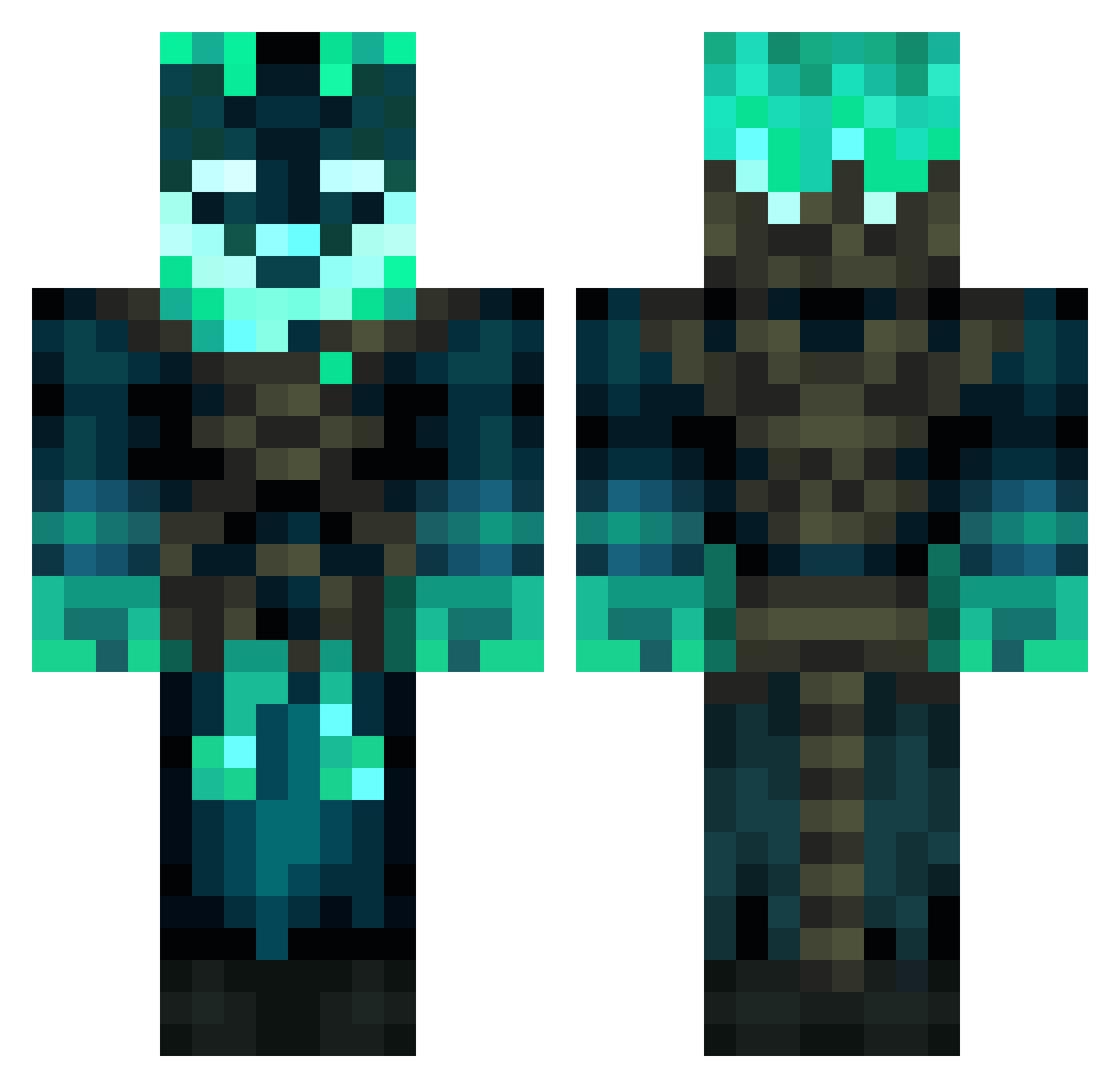 terryless Minecraft skin, front and back view