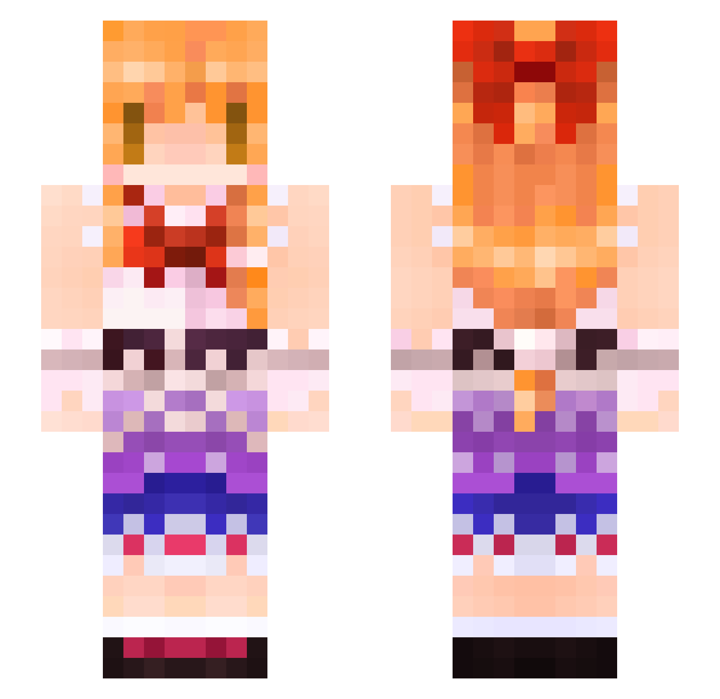 WanE233 Minecraft skin, front and back view