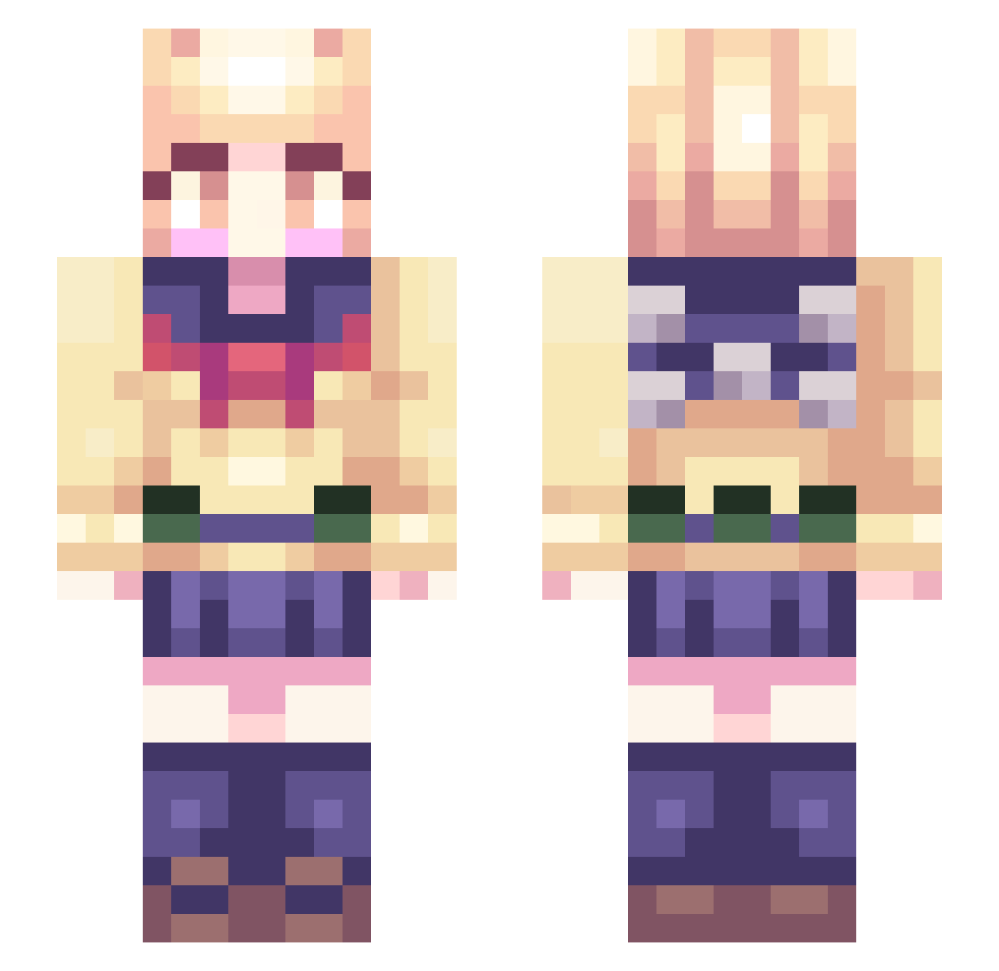 LoveFire Minecraft skin, front and back view