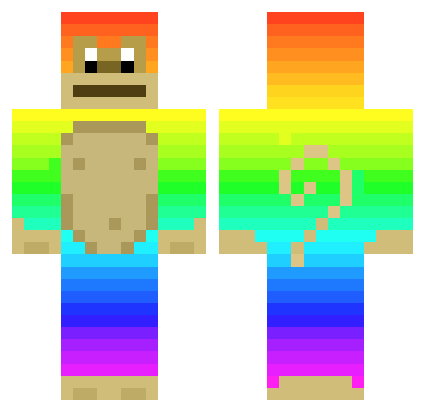 Fluffymonkey31 Minecraft skin, front and back view