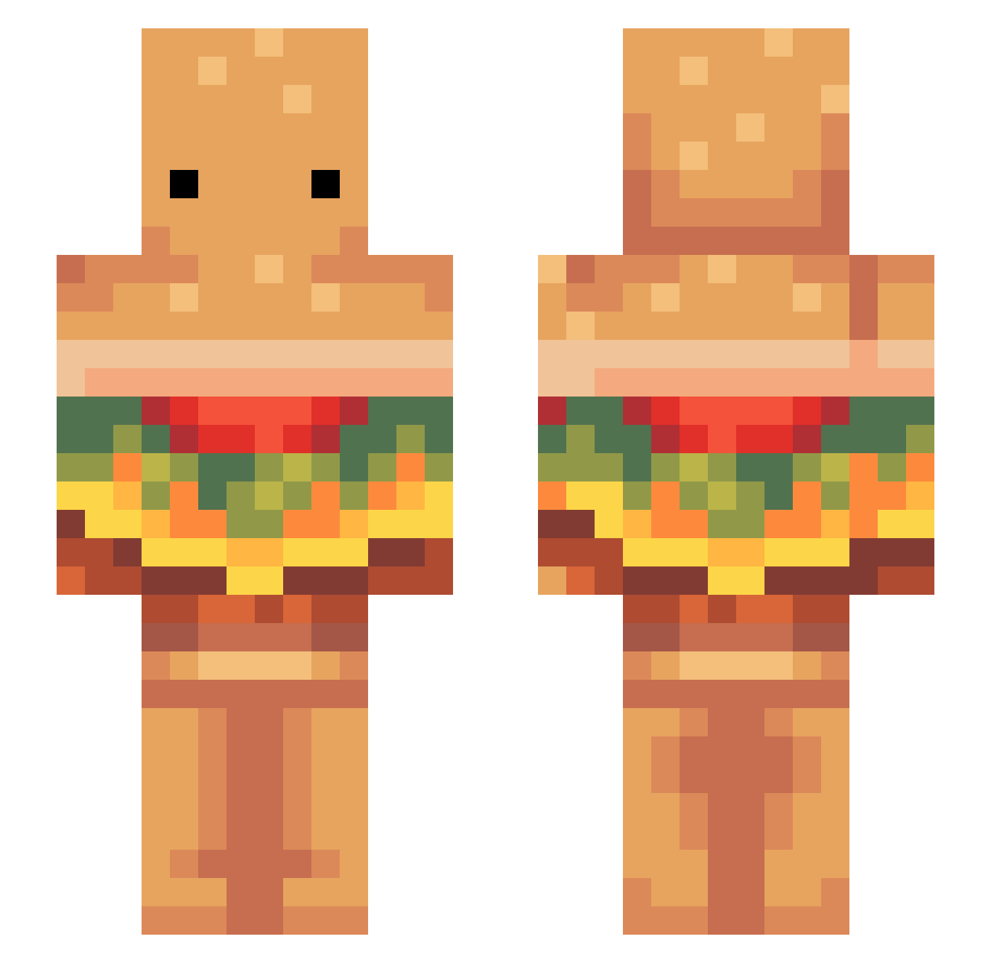 CagedKilby Minecraft skin, front and back view