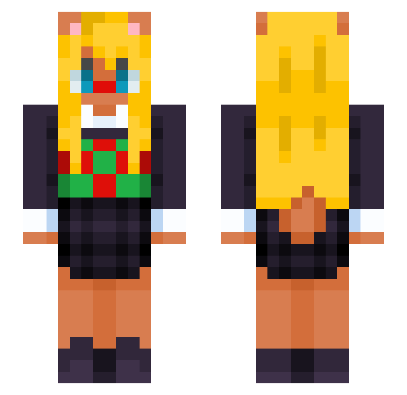 ellielikeswomen Minecraft skin, front and back view