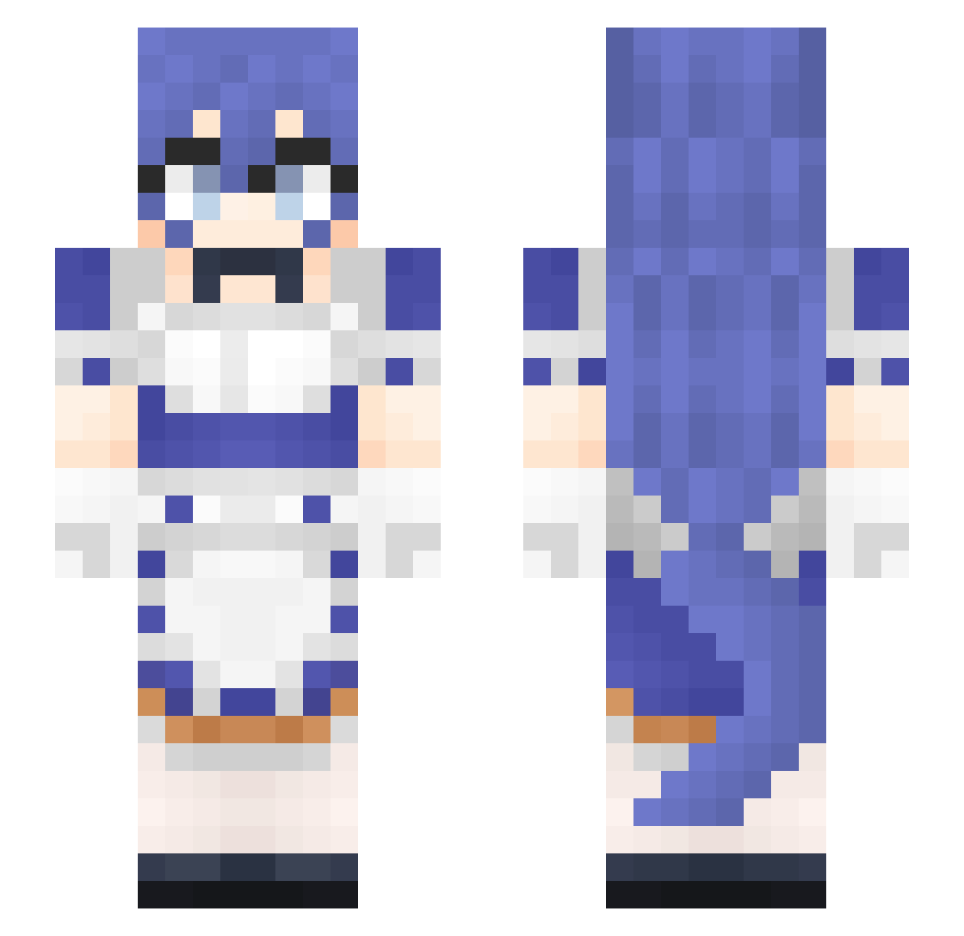AisuKyo Minecraft skin, front and back view