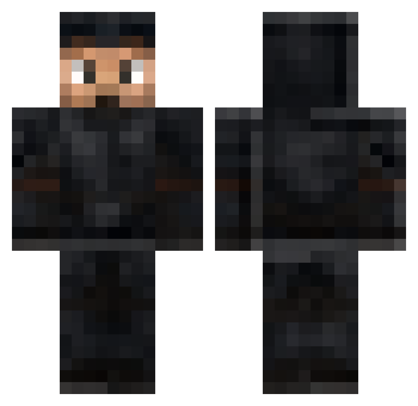 Lyrnox Minecraft skin, front and back view