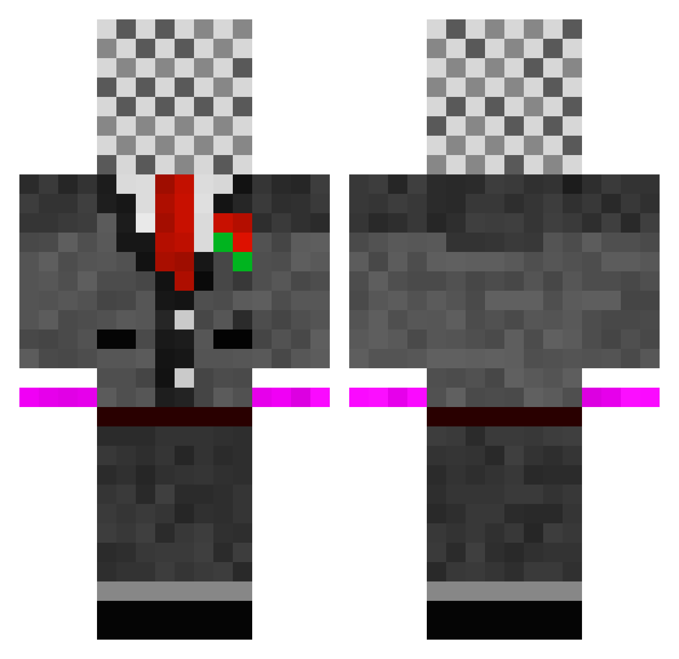 Watpegassus Minecraft skin, front and back view