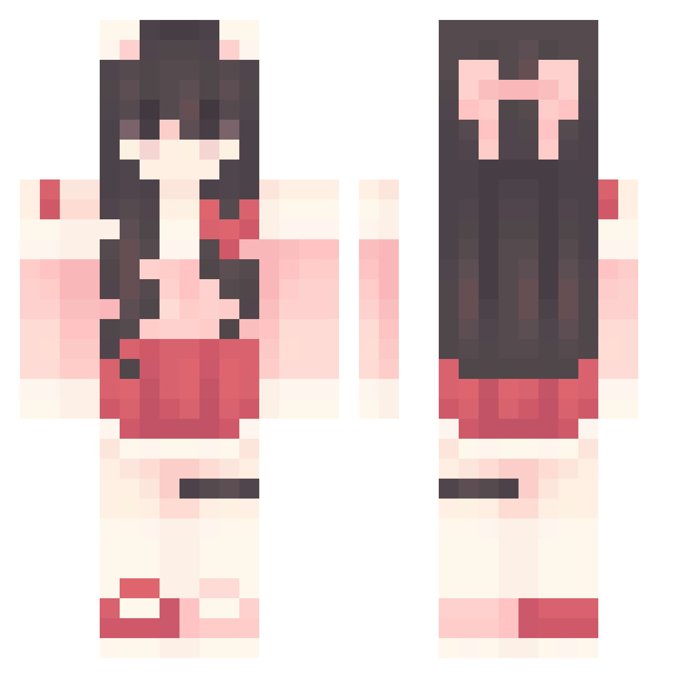 xiaopudinn Minecraft skin, front and back view