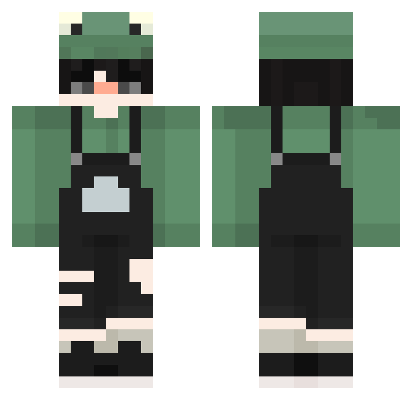 Visiblefrog Minecraft skin, front and back view