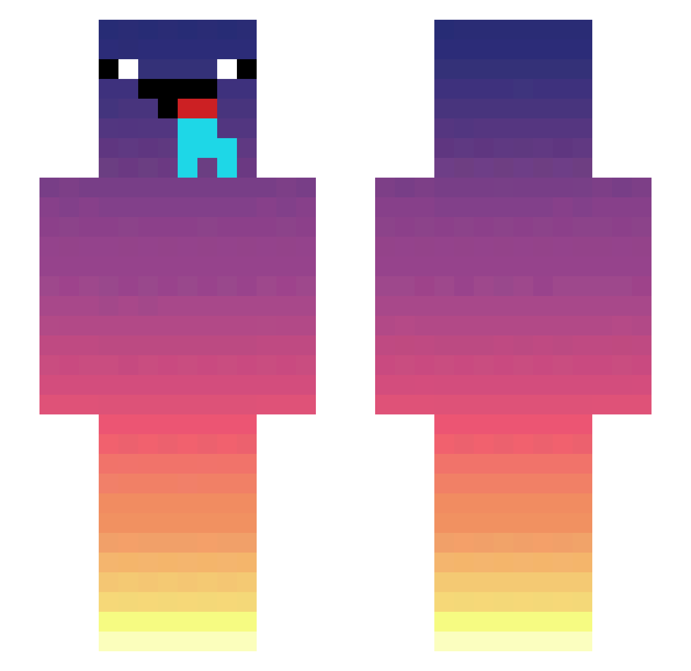 Raktanian Minecraft skin, front and back view