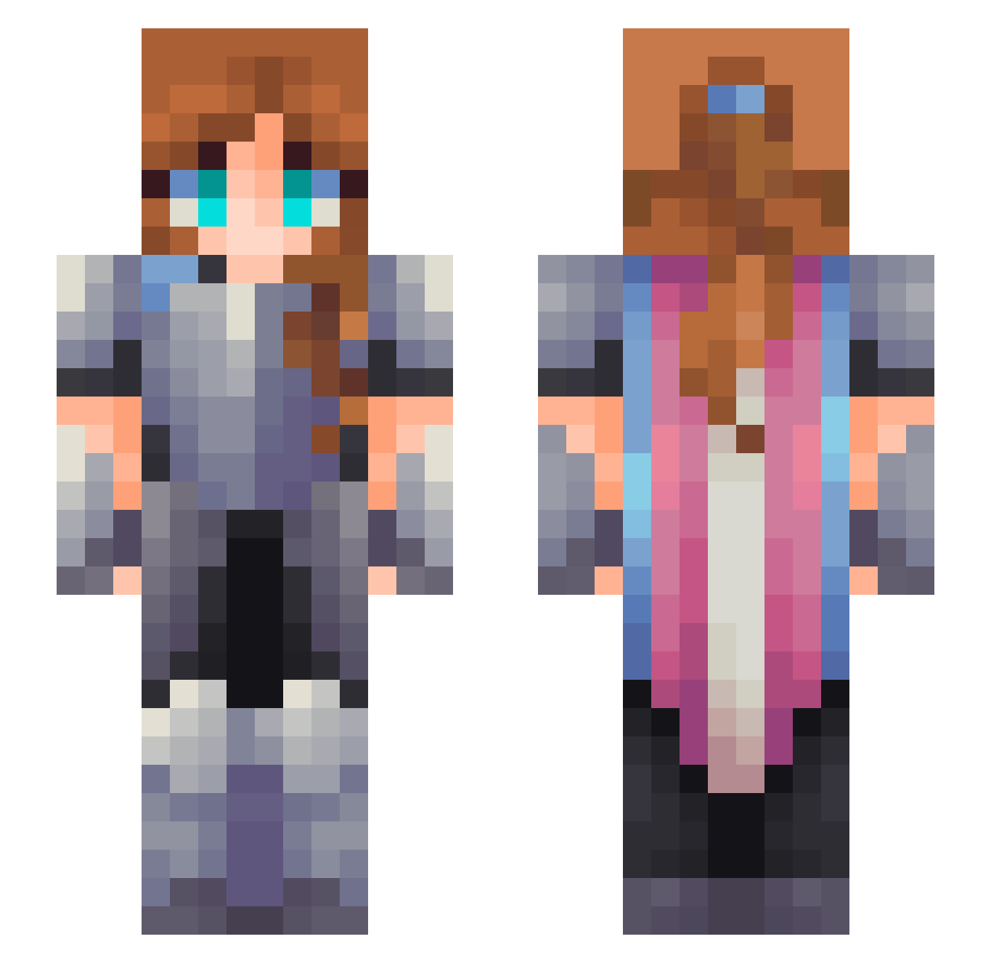 WillowVR Minecraft skin, front and back view