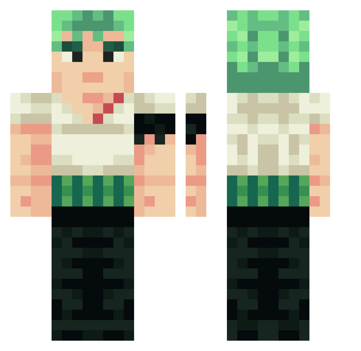 Zaraxus Minecraft skin, front and back view