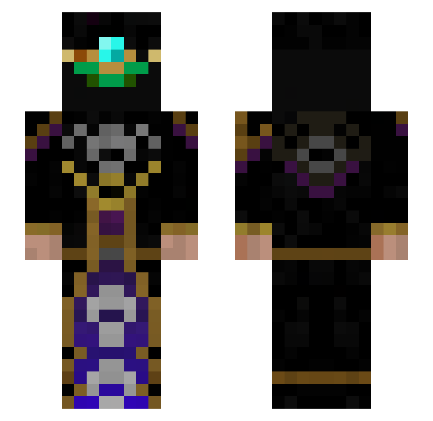 Zephied Minecraft skin, front and back view