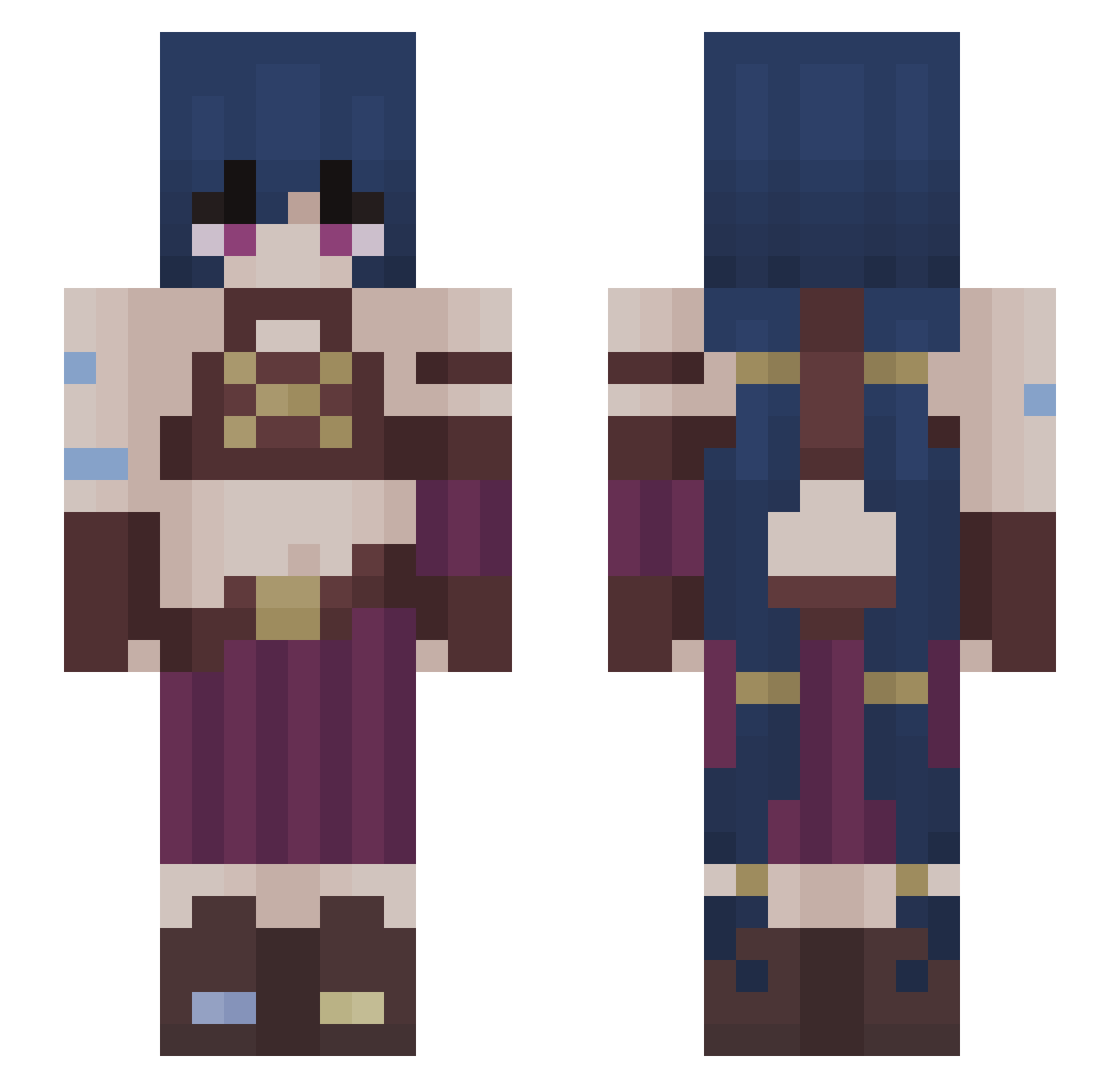 Billowing Minecraft skin, front and back view