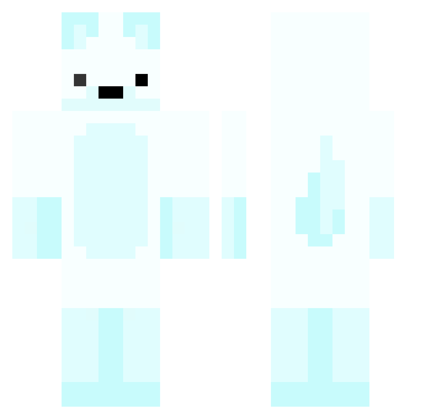 Bevinss Minecraft skin, front and back view