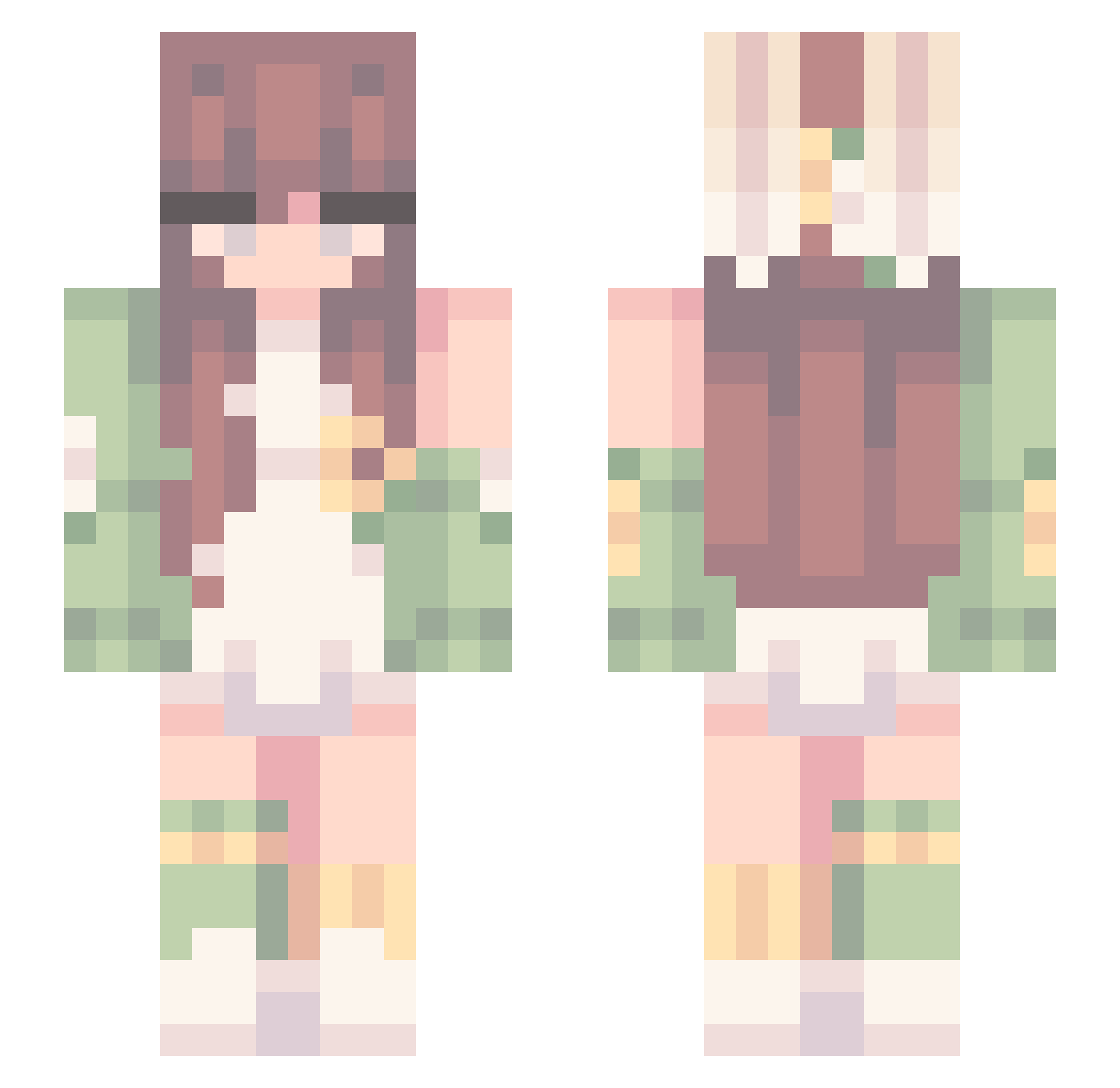 reveluvzz Minecraft skin, front and back view