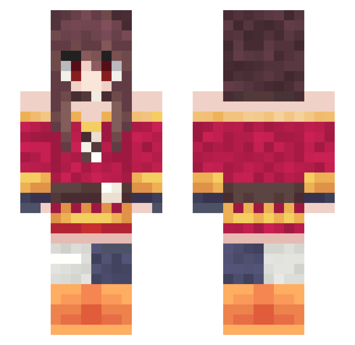 Unnoa Minecraft skin, front and back view