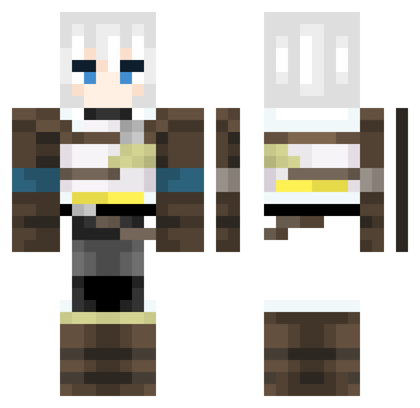 Pokepopman Minecraft skin, front and back view