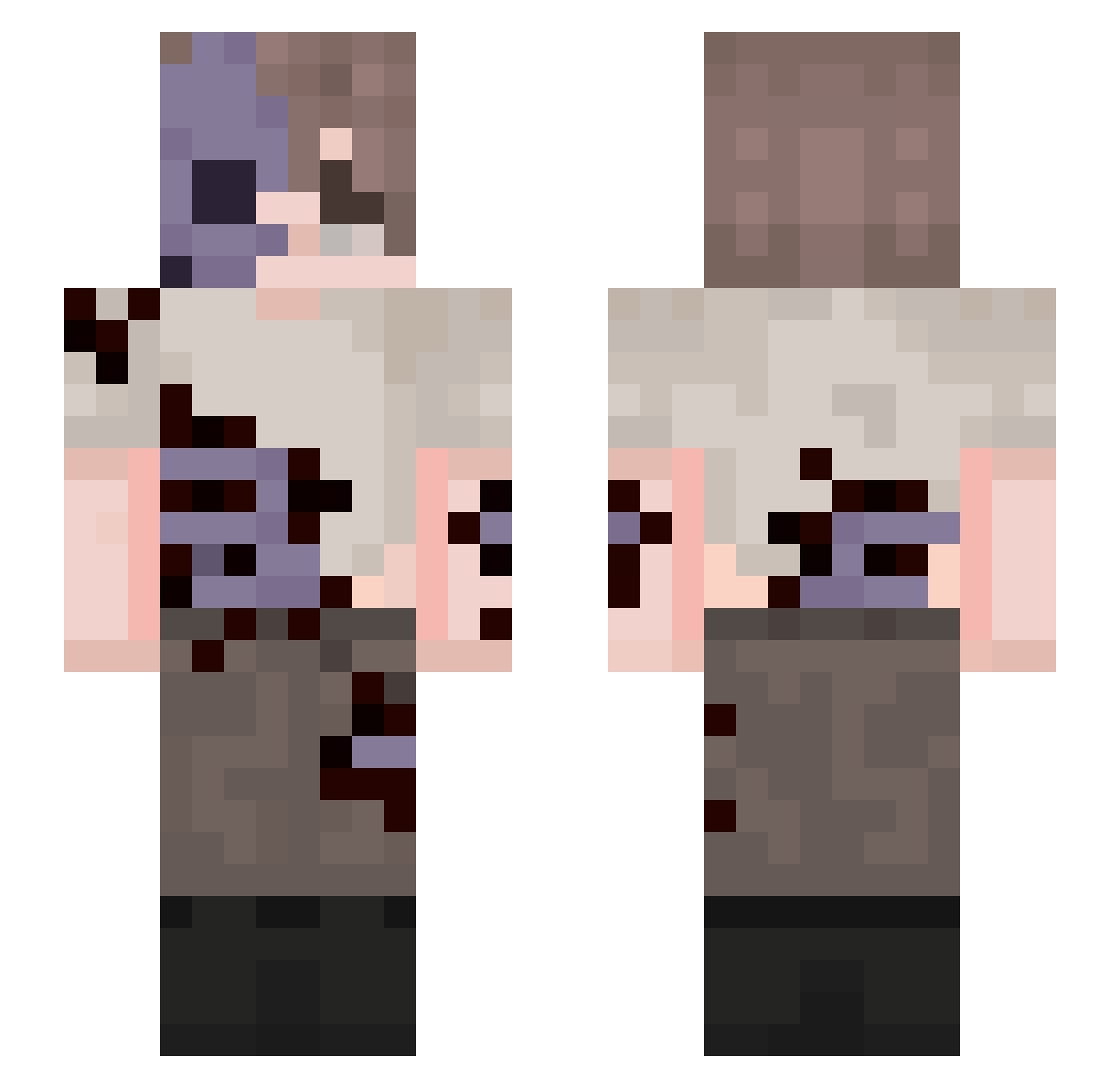 skelhy Minecraft skin, front and back view